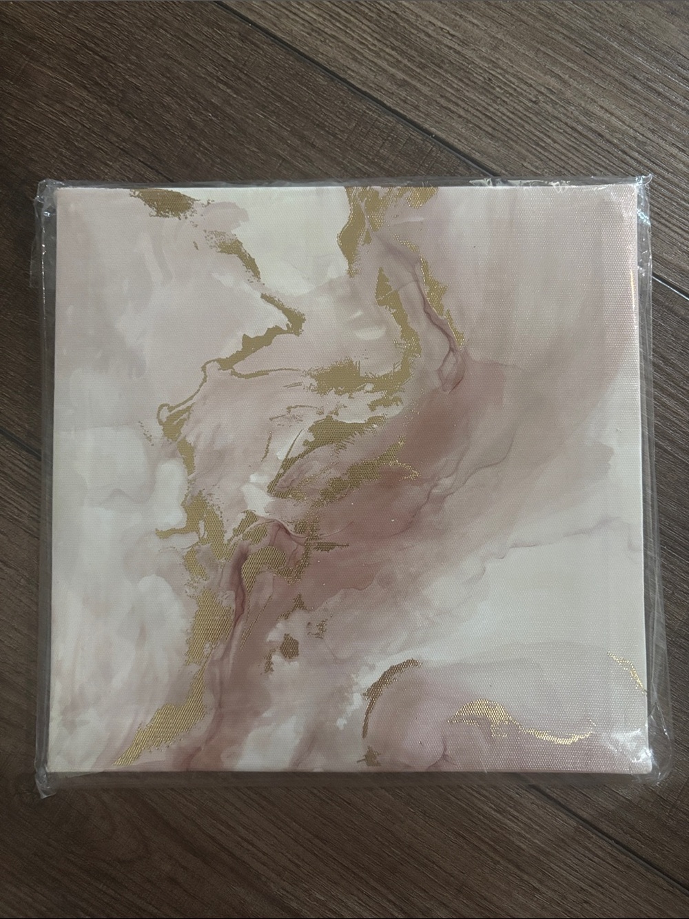 Abstract Marble Canvas Wall Art - Blush Pink & Gold
